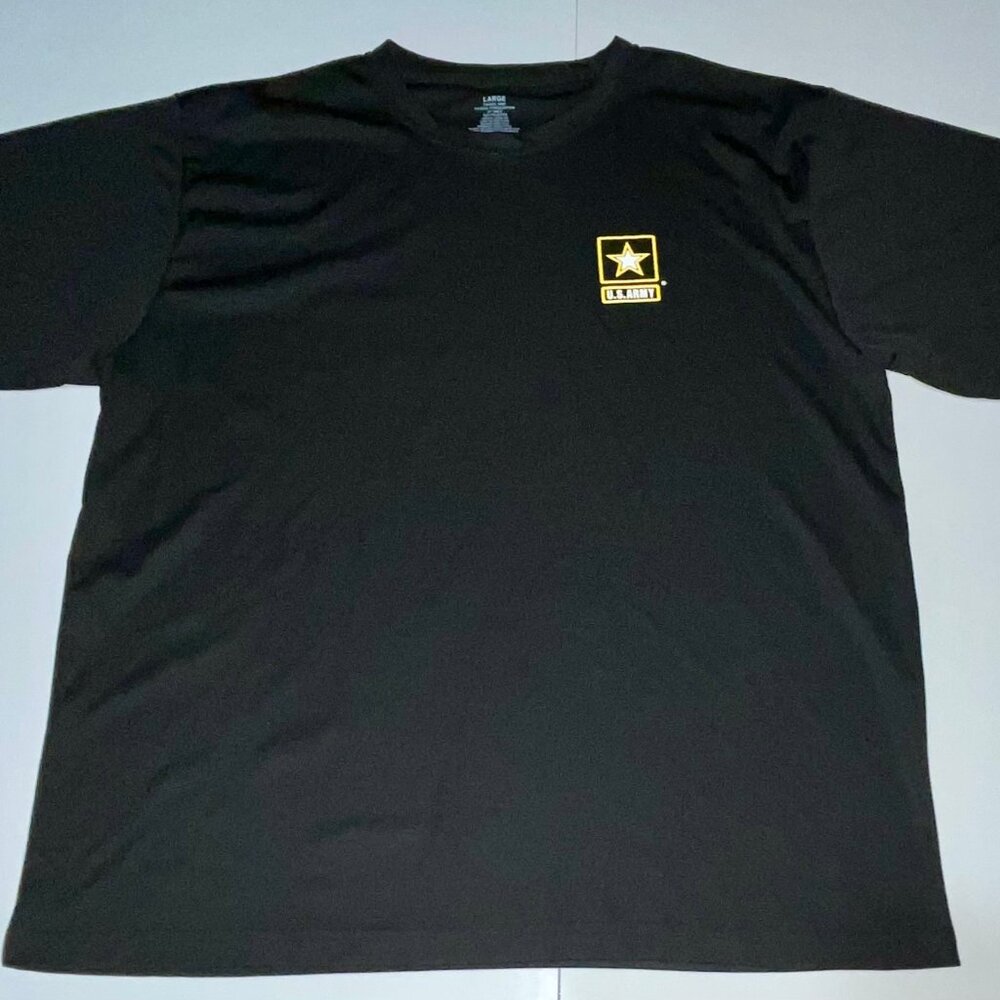 US Army Sz L Large Black Mens Short Sleeve Workout Shirt 
